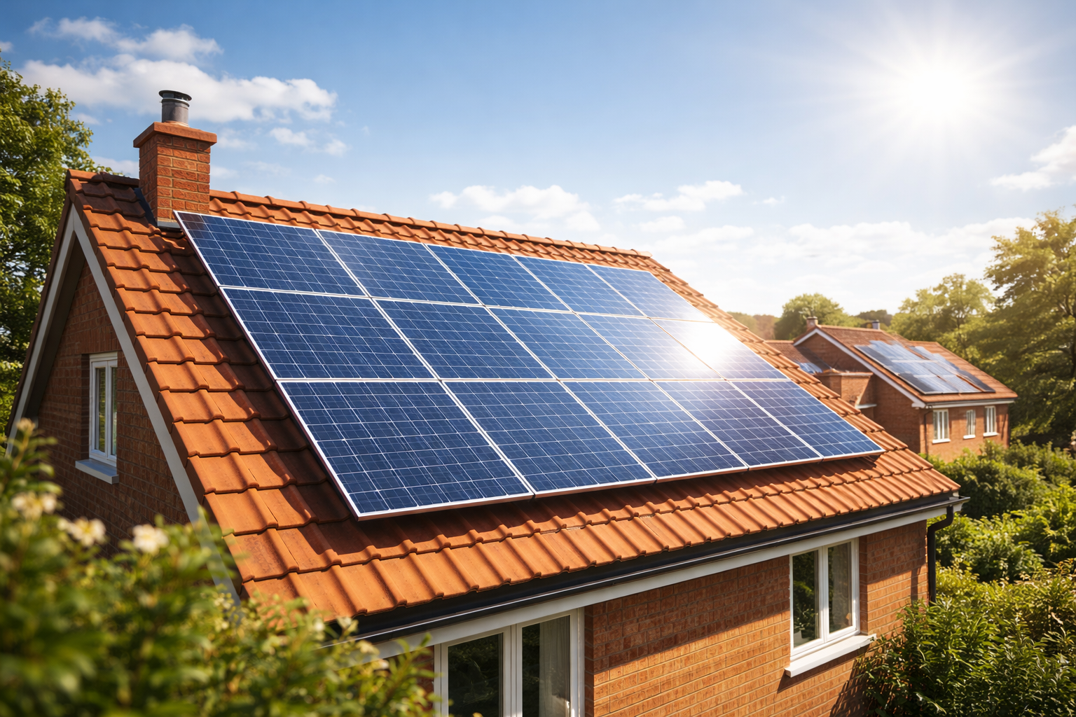 Solar panels on a UK rooftop
