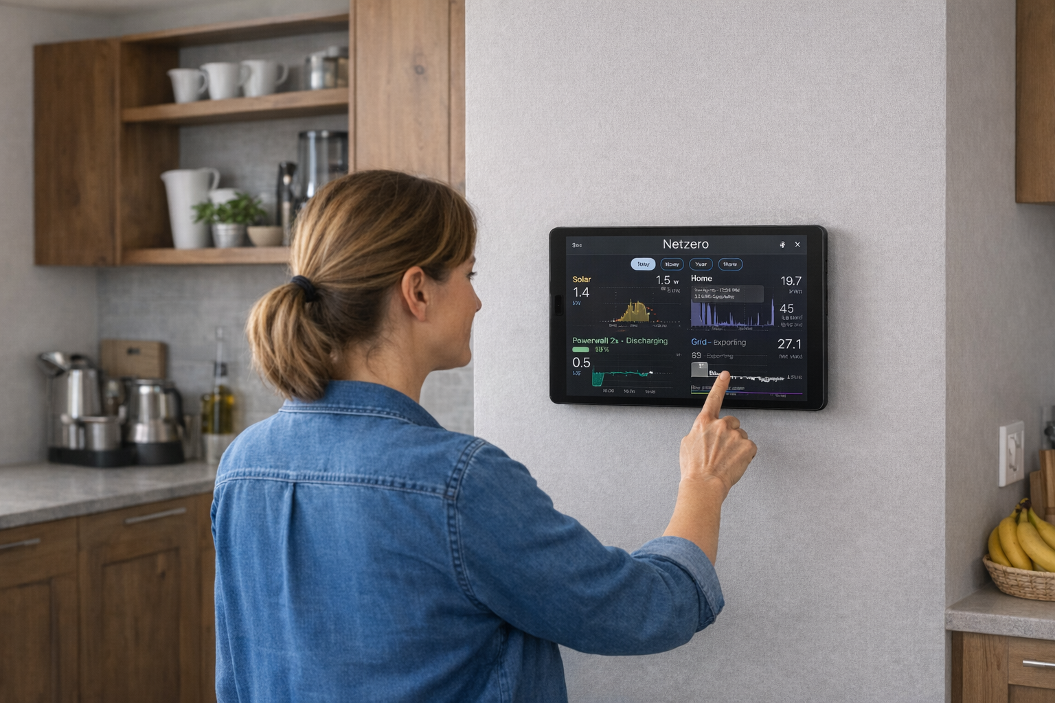 Netzero app on a wall-mounted tablet device